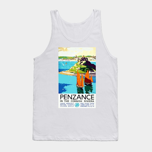 Penzance in the Cornish Riviera - Vintage British Travel Poster Art Tank Top by Naves